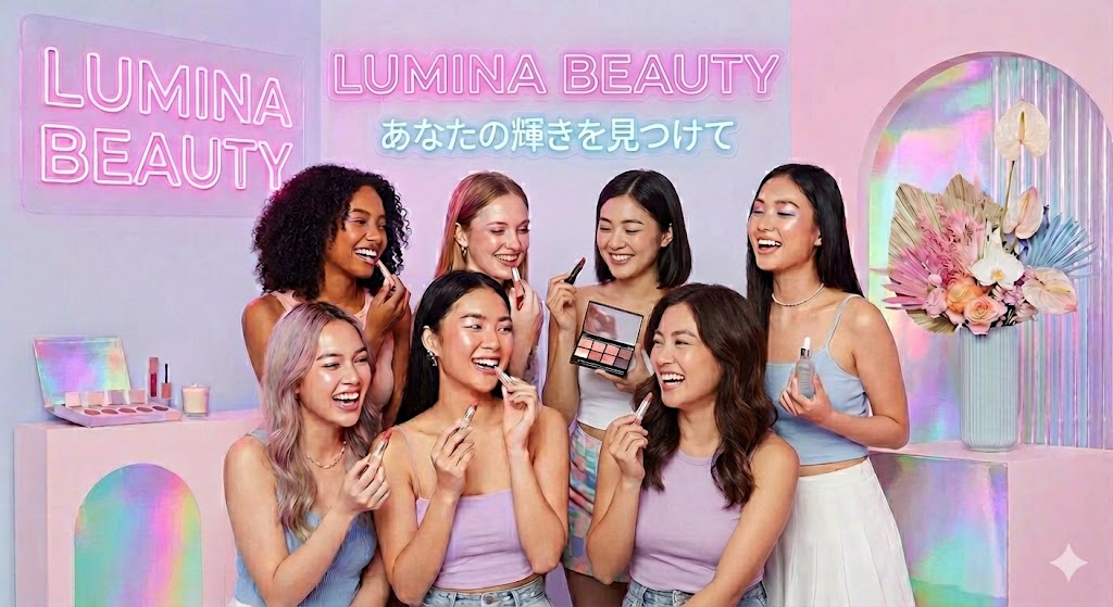 女性たちがコスメ使ってる